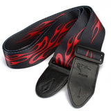 Maxbell Adjustable Buckle Guitar Strap w/ Red Flame Print