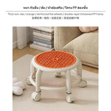 Maxbell 5-Wheel rotating Kids Shower Stool, polypropylene resin Portable Rolling Seat with Anti-Slip Pad, Breathable Design, Multipurpose Small Stool for Bathroom, Home Cleaning, Orange Orange