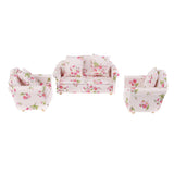 Maxbell 3pcs Dollhouse Miniature Floral Sofa Couch with Pillow Cushions