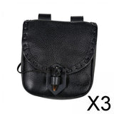 Maxbell 3xMedieval Belt Pouch Durable Fanny Pack Purse Costume Accessories Black