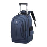 Maxbell Rolling Backpack Multipurpose Double Shoulder Bag for Overnight Travel Camping blue