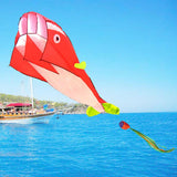 Maxbell Red Dolphin Frameless Soft Parafoil Kite for Kids & Adults Park Beach Play