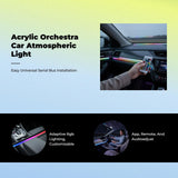 Acrylic Car Atmospheric Light, RGB Music Sync, USB Sound-Activated Strip Symphony 1-to-1 35cm
