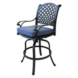 Maxbell Patio Outdoor Aluminum Bar Stool With Cushion, Set of 2, Navy Blue