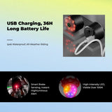 Bike, Smart Brake Sensing, high-lumen, Universal Serial Bus Rechargeable, Waterproof Red Round