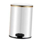 Trash Can with Foot Pedal Simple Dustbin Garbage Bin for Dorm Restroom Lobby Gold White