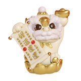 Maxbell Chinese Lion Statue Resin Crafts Desktop Ornament for Entryway Cabinet Shelf golden