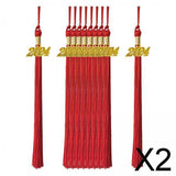 Maxbell 2x10x Graduation Cap Hat Tassel Academic Charm Supplies Ceremonies Accessories red