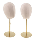 Maxbell 2pcs Suede Cork Mannequin Head Hat Rack Cap Wig Holder Display Stand White