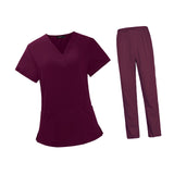 Maxbell Woman Nurse Scrubs Set Uniform Red Nurse Costume for Female Shrink Resistant Size M