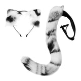 Maxbell Cat Ears and Tail Set Plush Ears Headband for Holiday Animals Themed Parties