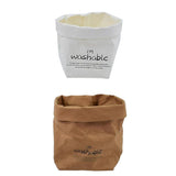 Maxbell 2pcs Washable Kraft Paper Storage Bag for Food, Toys, Flowers White /Brown