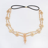 Maxbell Womens Elegant Gold Crystal Faux Pearl Beaded Headband Hair Accessory