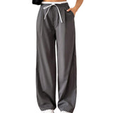 Maxbell Womens Wide Leg Sweatpants Stretch Elastic High Waist for Work Travel Office S Gray