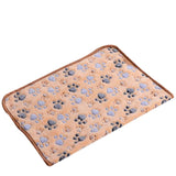 Maxbell Maxbell Warm Tan Cartoon Paw Print Cushion for Puppy Fleece Soft Blanket Bed Mat--M