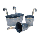 Maxbell 3 Pieces Hanging Flowerpots Rail Planters for Farmhouse Patio Indoor Outdoor Blue