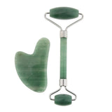 Maxbell Maxbell Natural Jade Facial Massage Double Roller Guasha Massager Board Set Silver