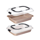 2 Pieces Cake Baking Pan Nonstick Cake Carrier for Travel Casseroles Picnics gold
