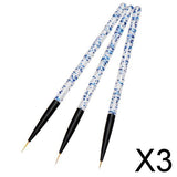 Maxbell 3x3x Nail Art Liner Brush UV Gel Painting Brush Pen for Elongated Lines Blue