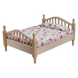 Maxbell 1/12 Dollhouse Wooden Bedroom Bedside Table+Mini Double Bed