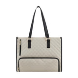 Maxbell Womens Tote Bag Quilted Lunch Box Laptop Bag for Collage Office Casual Beige