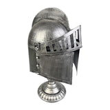 Roman Helmet with Folding Face Cover Home Decoration for Ideal Gift Role Play Silver