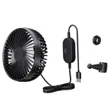 Maxbell USB Car Fan Backseat Portable Headrest Mount 12V 24V for Truck Home Van Black