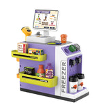 Maxbell Register Toy Checkout Counter Educational Pretend Play for Age 3-7 Kids Purple