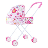 Maxbell Foldable Baby Doll Stroller for Dolls Miniature Push Cart Toy for Girls Boys Pink