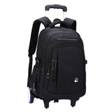 Maxbell Rolling Backpack Portable Nylon Trolley Suitcase for Business Travel Camping Black 2 Large Wheels