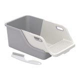 Cat Litter Box Professional Compact Multifunctional Anti Leakage Litter Tray White Gray