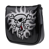 Maxbell Maxbell Square Skull Golf Mallet Putter Head Cover Bag with Magnetic Closure Black