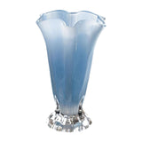 Maxbell Petals Glass Vase Portable Plant Flower Container for Cafe Dining Room Decor Blue