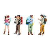 Maxbell 1/64 Scale Miniature Figures Outdoor Hiking Decoration Micro Landscape Decor 4pcs