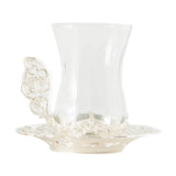 Maxbell Flower Tea Cup Gift Espresso Cups for Valentines Day Female Birthday Present Argent