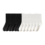 Maxbell 6 Pair Mid Calf Socks Stocking Elastic for Outdoor Activities Leisure Casual for Adults Women 3 White 3 Black