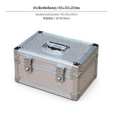 Maxbell Aluminum Alloy Storage Box, 1-Lock lockable Organizer, Portable money container, Document & Tool Case, Silver Mesh Design, Handheld for Office, Home, Bank, 40x30x30cm Double Lock Buckle 40x30x20cm