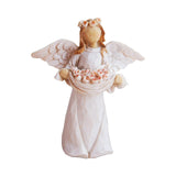 Maxbell Angel Holding Flowers Wing Cherub Sculpture Decoration Resin Statue Figurine