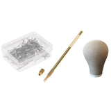 21 Inch Cork Head Canvas Cover Wig Making Mannequin & T-pin & Crochet Hook