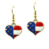 Maxbell Maxbell American Flag USA Love Heart Dangle Hook Earrings Patriotic Jewelry