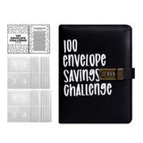 Maxbell Envelope Challenge Binder Creative PU Leather Stuffing Envelopes Binder Black