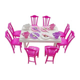 Maxbell Dollhouse Decoration Dinner Table Chair Set Mini Dinner Table for 16cm Dolls