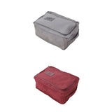 Maxbell 2 Pcs Household Travel Portable Shoe Organizer Nylon Zip Bag Grey & Wine Red