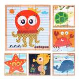 Maxbell Maxbell Wooden Marine life Building Blocks Preschool Cube Block Jigsaw Travel Puzzle