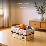 Maxbell 3-Piece Woven Storage Basket Set, handmade Grass & Fabric Organizer Bins, speckled-pattern Lining, Decorative Home Storage for Living Room, Bedroom, and Desktop, earth tones Natural Small