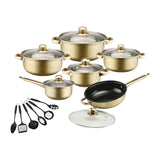 Maxbell 6x Pots and Pans Set Saucepan Sturdy Cookware Set for Indoor Camping Kitchen 18PCS Gold