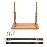 Maxbell Hanging Tree Swing Patio Garden Kids Adults Lawn Christmas Wooden Swing Seat 40cmx16cm