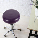 Home Bar Stool Covers PU Leather Round Chair Seat Cushions Sleeves Purple