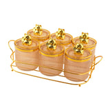 Maxbell Sugar Jars 6 Grids with Tray Multifunctional for Dining Room Wedding Kitchen Amber Gold