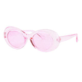 Maxbell 2 Retro Transparent Clout Goggles Oval Bold Mod Thick Framed Sunglasses